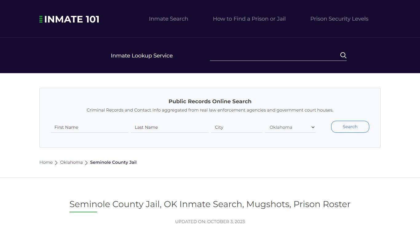 Seminole County Jail, OK Inmate Search, Mugshots, Prison Roster